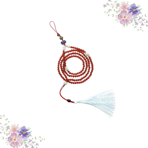 Mobutofu Red Agate Phone Charm with Tassel and Woven Rope Mobile Strap, and Stylish, 40x1.6x0.8in, 1 Piece