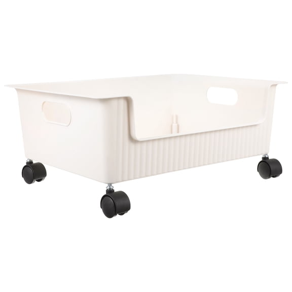 Mobutofu Rolling Bookcase with Handle White Plastic Storage Case for Dormitory