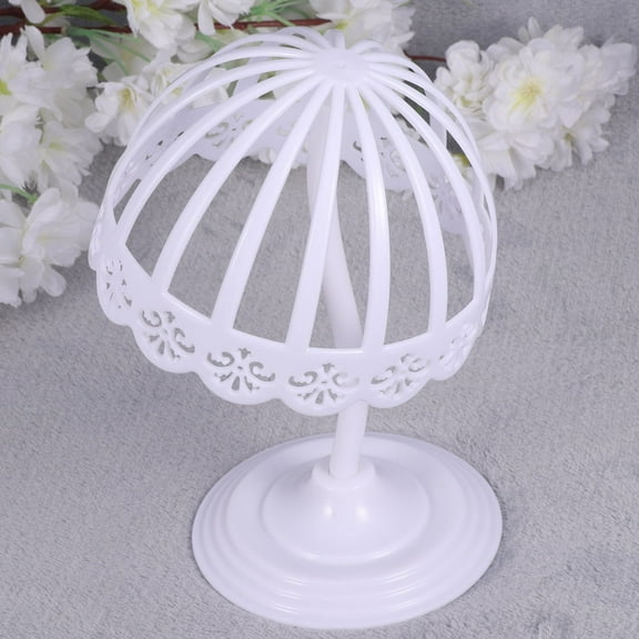 Mobutofu 2-Pack Wig Holder Stand 40cm Tall Plastic Hat Display Rack for Bonnets, Fedoras, and More in White