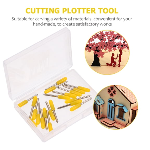 Mobutofu Yellow Tungsten Steel Cutting Plotter Tool Set with 20 Lettering Blades for High Precision Lettering