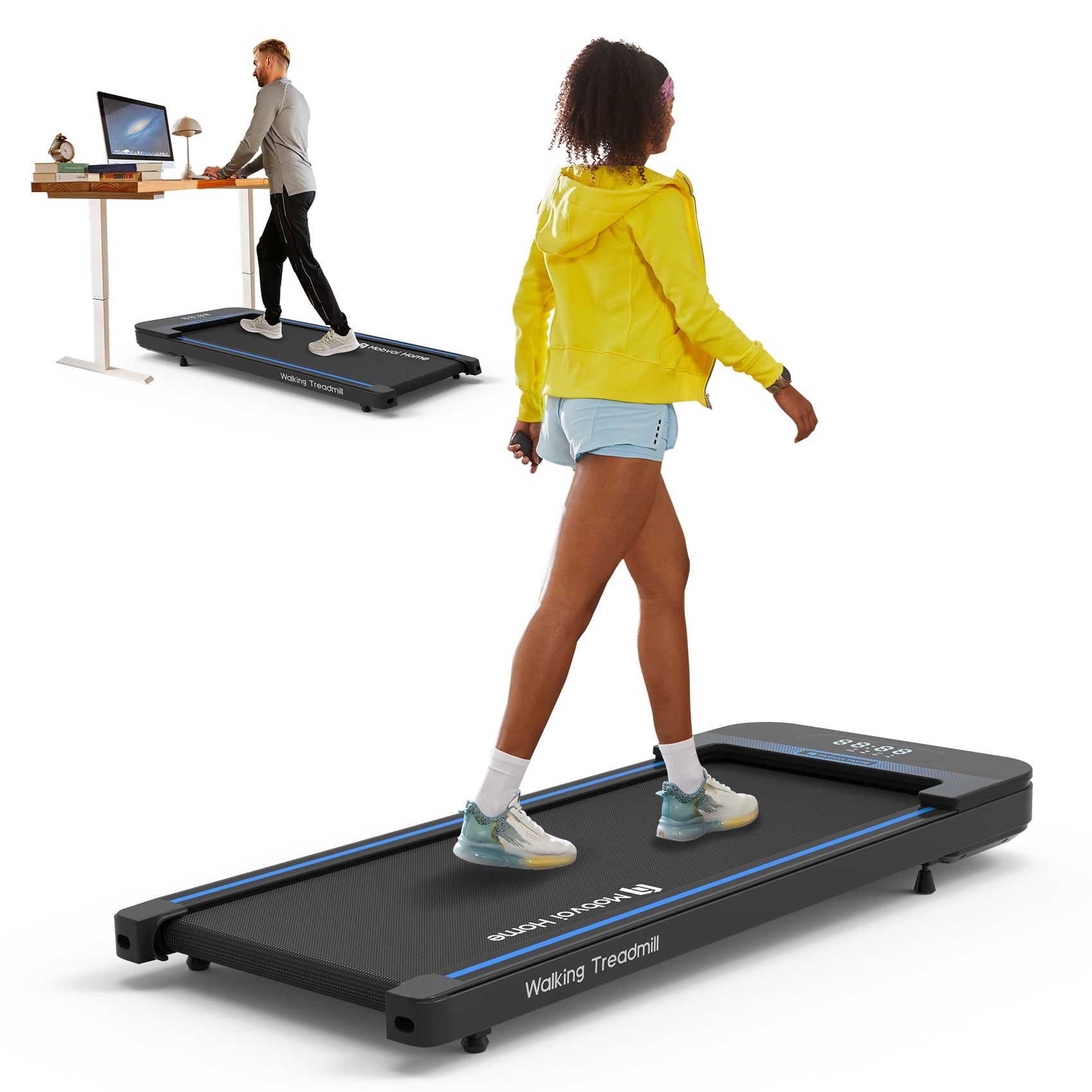 Mobvoi Silent Small Running Slimline Walking Pad, Compact Under Desk 2.25 HP Treadmill with
