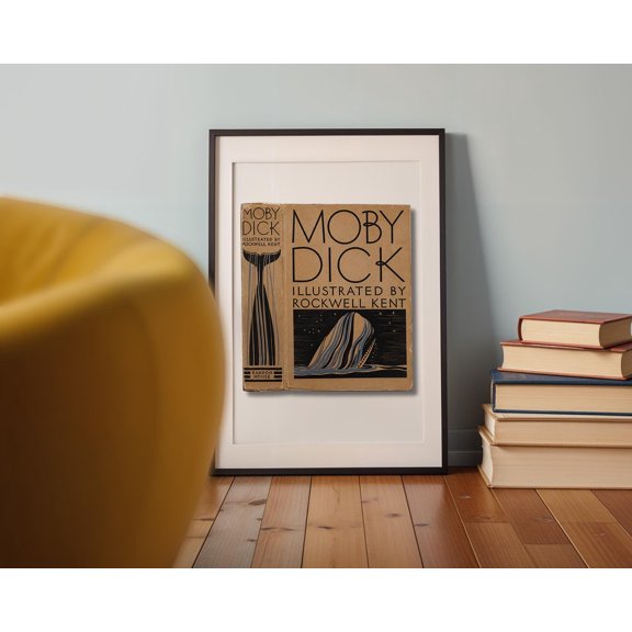 Moby Dick Book Cover Print Herman Melville Wall Art Nautical Literature Decor Library Artwork