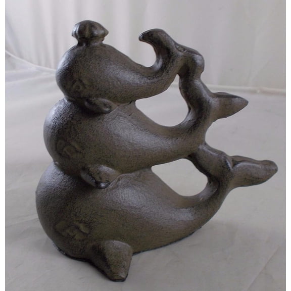 Moby Dick Specialties Rust Brown Cast Iron Triple Stacked Whale Figurine