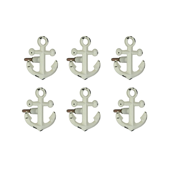 Moby Dick Specialties White Metal Anchor Drawer Pull Cabinet Knobs Nautical Dcor (Set of 6)