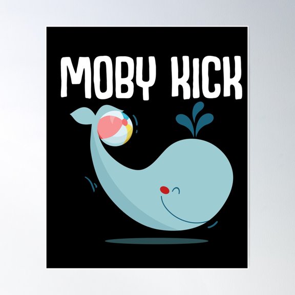 Moby Kick Kickball Sports Animal Poster Wall Art, Modern Wall Decor For Living Room Bedroom, 16x24 UNFRAMED