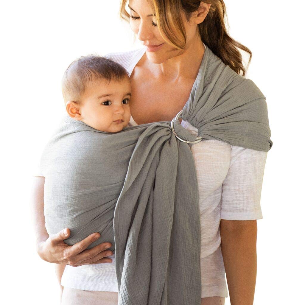 Moby Ring Sling Wrap Carrier , Hands-Free, Versatile Support Wrap for Mothers, Fathers, and Caregivers , Breathable, Baby Wrap Carrier for Newborns, Infants & Toddlers , Supports lbs , Pewter - image 1 of 6