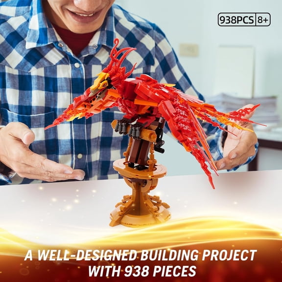 Moc Fire Phoenix Building SetCompatible with Lego STEM Magic Phoenix Collection Model for AdultsIdeas Bird Toy, 938 PCS