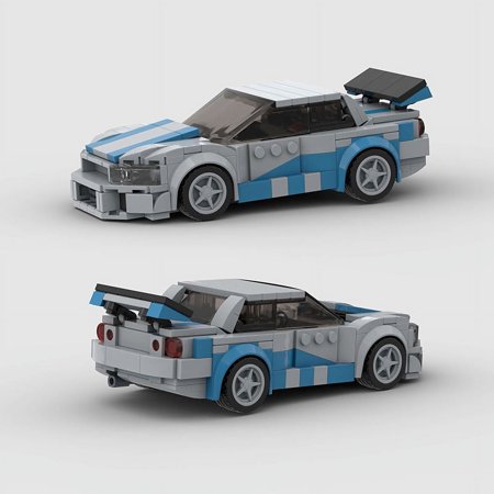 Moc GTR R34 City Racing Car Speed Champions Sports Building Blocks Bricks Classic Rally Supercar Racers Great Vehicles Kits Toys