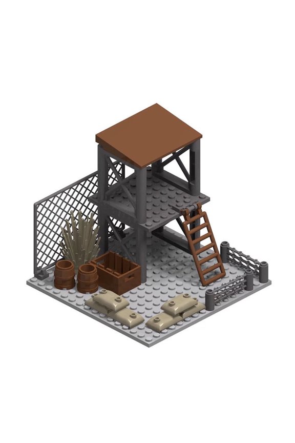 Moc WWII Military Outpost Building Blocks Set – Guard Post & Command Center Scene, Army Construction Bricks Toy, Gifts for Collecting