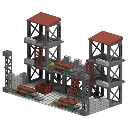 Moc WWII Military Outpost Building Blocks Set – Guard Post & Command Center Scene, Army Construction Bricks Toy, Gifts for Collecting