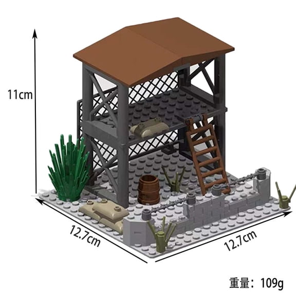 Moc WWII Military Outpost Building Blocks Set – Guard Post & Command Center Scene, Army Construction Bricks Toy, Gifts for Collecting