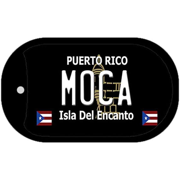 Moca Puerto Rico Black Novelty Metal Dog Tag Necklace 2" x 1" Dog Tag (DT)