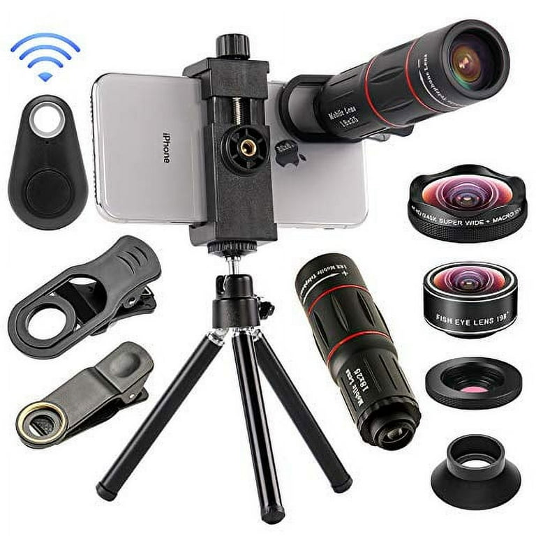 Mocalaca 4-in-1 Cell Phone Camera Lenses Kit, 18X Zoom, 4K Wide