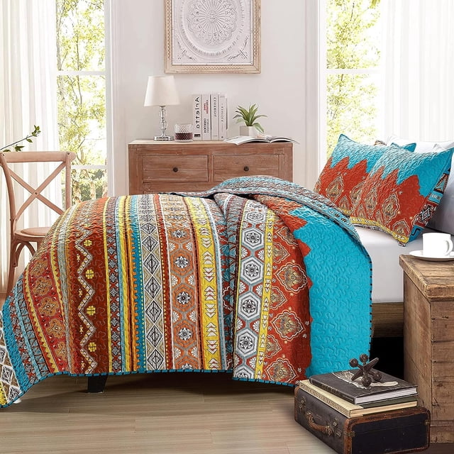 Mocaletto Luxury Twin Size Boho Quilts Set, 2 Piece, Reversible ...