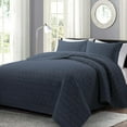 thumbnail image 1 of Mocaletto Luxury 3 Piece King Size Quilts, Elegant&Reversible Quilt Set Navy Blue Bedding Set with Pillow Shams, Soft Lightweight Microfiber Bedspread, King Size Bedding Coverlet, 1 of 7