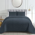 thumbnail image 1 of Mocaletto Reversible Quilts Set King Size, 3 Piece Navy Blue Quilt with Pillow Shams, Point Pattern Microfiber Bedspread, Lightweight Soft All Season Coverlet For Bedroom,Hotel &Gift, 1 of 7