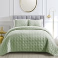 thumbnail image 1 of Mocaletto Reversible Quilts Set Twin Size, 2 Piece Sage Green Quilt with Pillow Shams, Point Pattern Microfiber Bedspread, Lightweight Soft All Season Coverlet For Bedroom,Hotel &Gift, 1 of 8