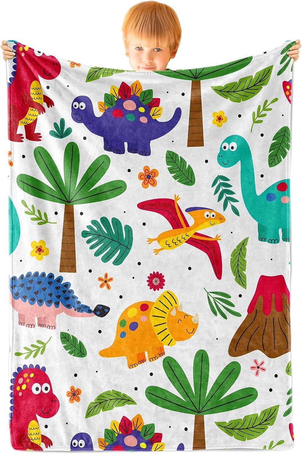 Mocaletto Soft Fuzzy Dinosaur Kids Throw Blanket for Baby Toddler Boys