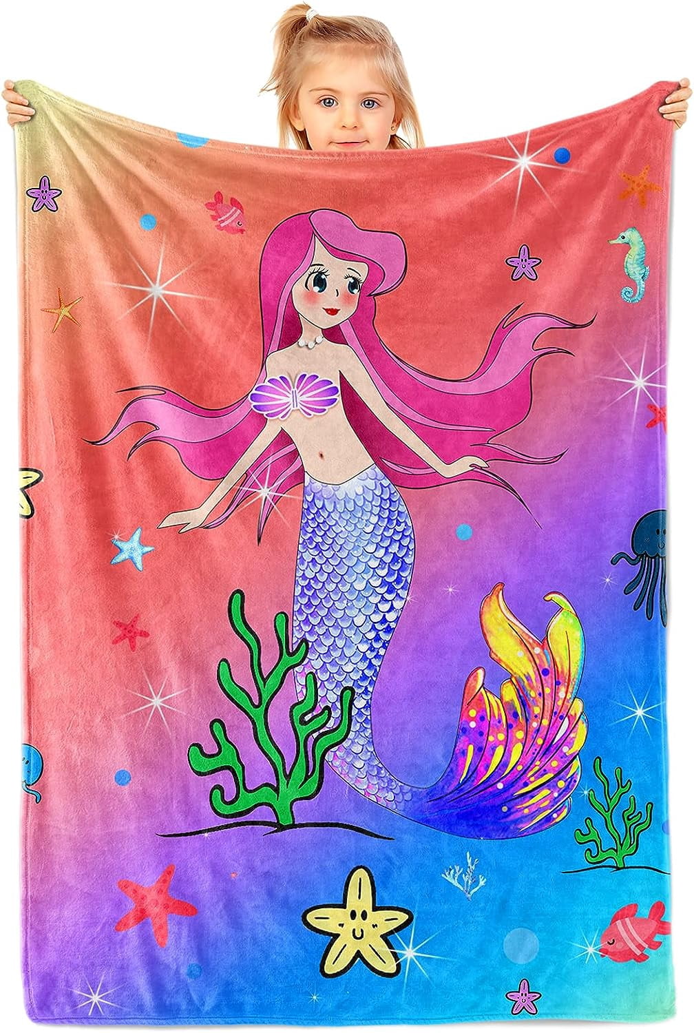 Personalized Mermaid Fleece Throw Blanket/Quilt - Gift Idea From Dad To Daughter - Never Forget That I Love You