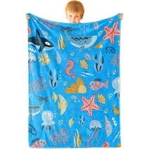Mocaletto Soft Ocean Animals Kids Throw Blanket for Baby Toddler Boys,Ocean Animals Blanket for Boys Girls Cartoon Ocean Throw Blankets,Fleece Plush Sea Birthday Gifts Blanket for Couch Sofa Bed Nap