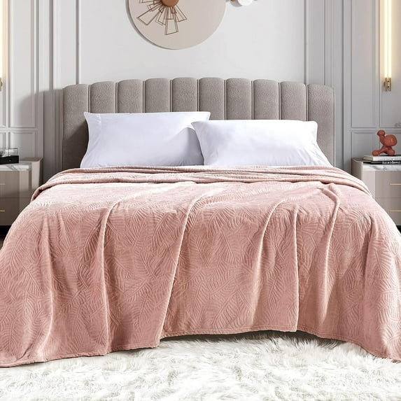 Mocaletto Throw Blankets,Fleece Blanket,Soft Fuzzy Plush Blanket, Luxury Flannel Lap Blanket, Super Cozy and Comfy for All Seasons (Pink, 90x90 in)