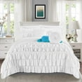 thumbnail image 1 of Mocassi 10-Piece Bed-in-a-Bag, Includes Bed Sheet with Double Sided Storage Pockets & Decorative Pillows, Multi-Ruffle Comforter, Full/Queen, White, 1 of 5