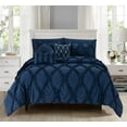 thumbnail image 1 of Mocassi 10pc Bed-in-a-Bag Infinity Design Comforter Set, Ultra Soft Bed Set Featuring Decorative Pillows and Fitted Sheet with Storage Pockets, Infinity Comforter, Full/Queen, Midnight Navy, 1 of 5