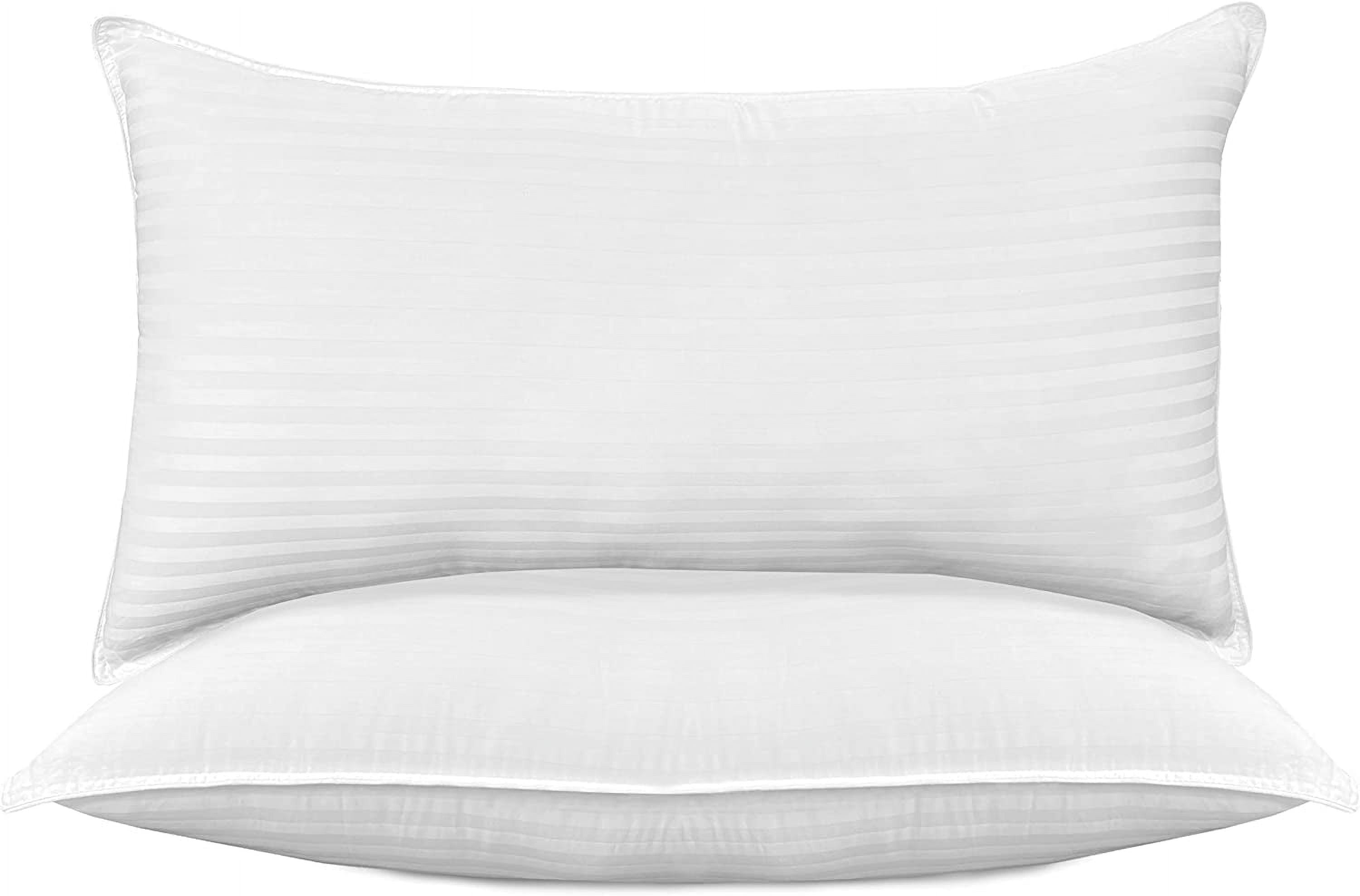 Mocassi 1200 Thread Count 100% Egyptian Cotton Stripe Hotel Pillows - Set of 2 - Super Plush Bed Pillows for Side Back & Stomach Sleepers, Cooling Gel-Infused Filling, King Size Set