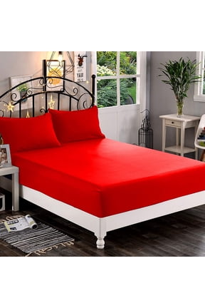 1500 Thread Count 1-Piece Fitted Sheet,Full, Red