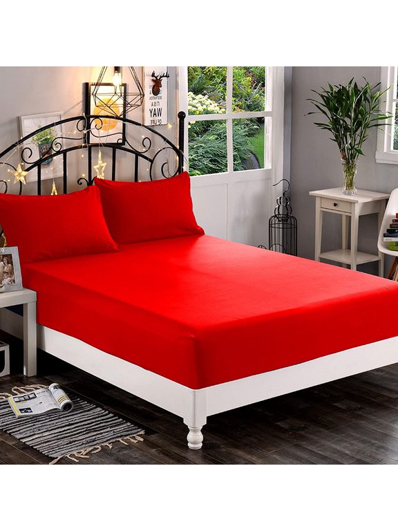 1500 Series 1-Piece Fitted Sheet,Full, Red