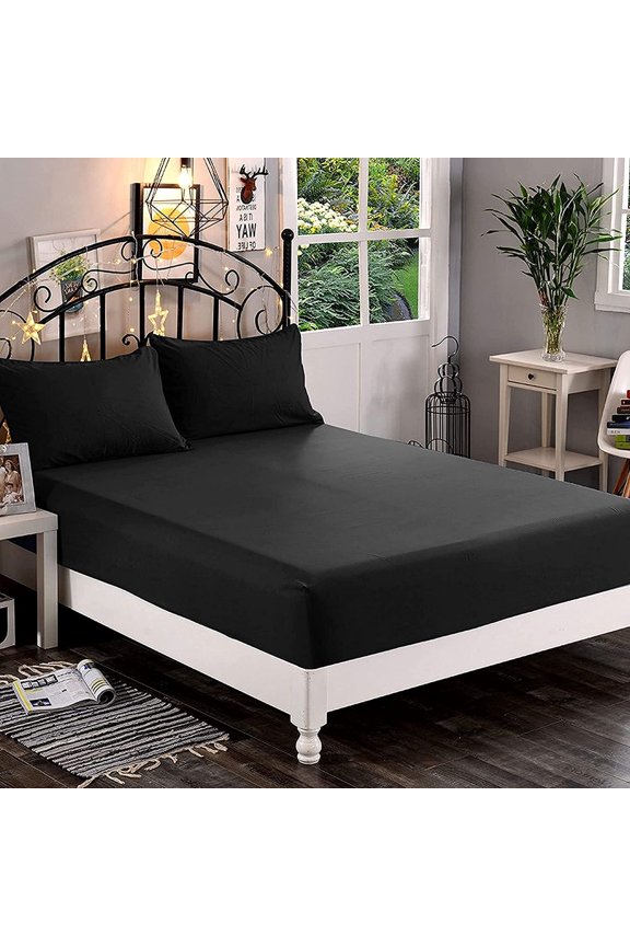 1500 Thread Count 1-Piece Fitted Sheet,King, Black