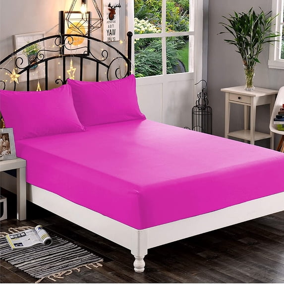 Mocassi 1500 Thread Count 1-Piece Fitted Sheet,King, Pink