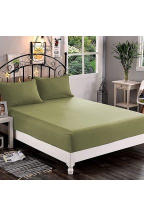 1500 Thread Count 1-Piece Fitted Sheet,Queen, Green