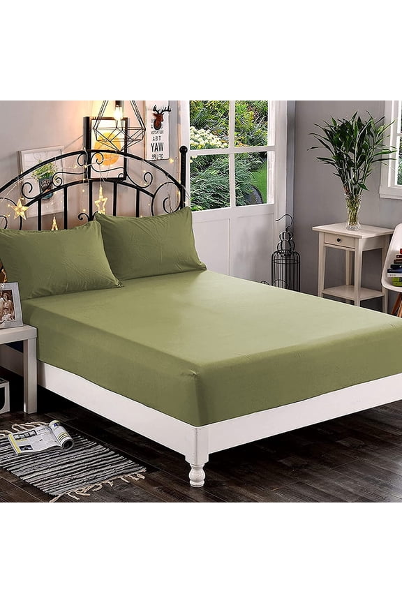 1500 Thread Count 1-Piece Fitted Sheet,Queen, Green