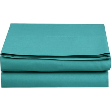 Mocassi 1500 Thread Count 1-Piece Flat Sheet,Full, Turquoise