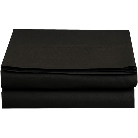 Mocassi 1500 Thread Count 1-Piece Flat Sheet,Queen, Black