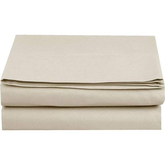Mocassi 1500 Thread Count 1-Piece Flat Sheet,Queen, Cream