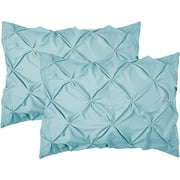 Mocassi 2-Pack Sham Set Pinch Pleat Design, Stylish Design-Easy Care, Wrinkle and Stain Resistant, 2-Piece Sham Set, Pleated Standard/Queen, Aqua
