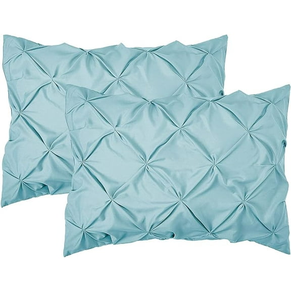 Mocassi 2-Pack Sham Set Pinch Pleat Design, Stylish Design-Easy Care, Wrinkle and Stain Resistant, 2-Piece Sham Set, Pleated Standard/Queen, Aqua