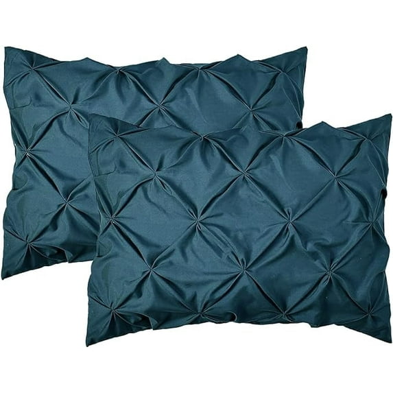 Mocassi 2-Pack Sham Set Pinch Pleat Design, Stylish Design-Easy Care, Wrinkle and Stain Resistant, 2-Piece Sham Set, Pleated Standard/Queen, Navy