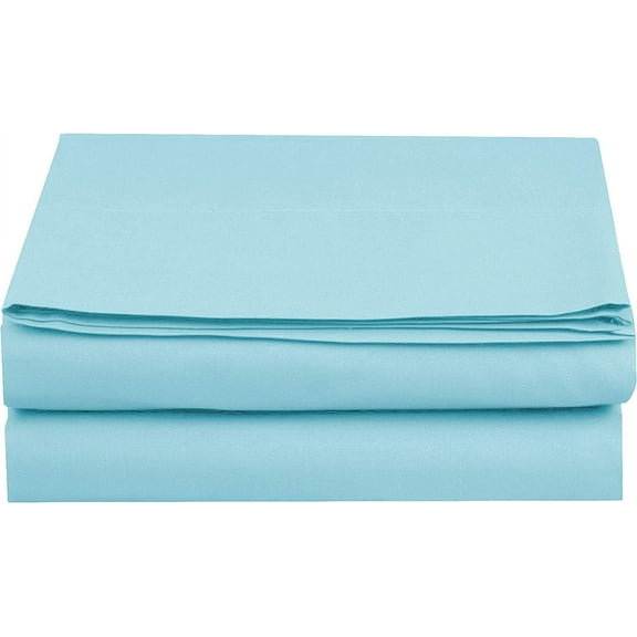 Mocassi 1500 Thread Count 2 Pieces Pack Flat Sheet,Cal King , Aqua (Set of 2)