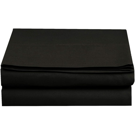 Mocassi 1500 Thread Count 2 Pieces Pack Flat Sheet,King, Black (Set of 2)