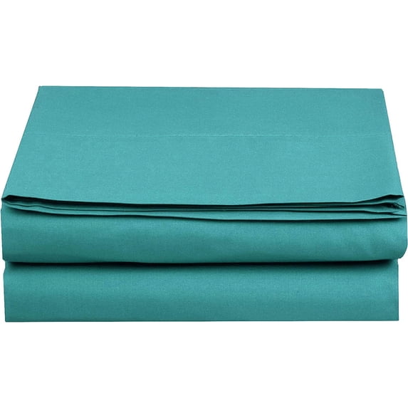 Mocassi 1500 Thread Count 2 Pieces Pack Flat Sheet,King, Turquoise (Set of 2)