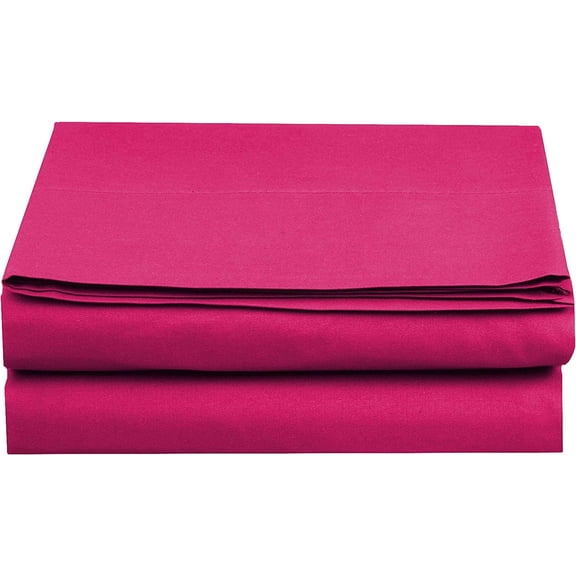 Mocassi 1500 Thread Count 2 Pieces Pack Flat Sheet,Twin , Pink (Set of 2)
