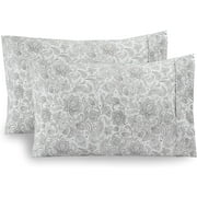 Mocassi 1500 Thread Count Gray Paisley Microfiber Pillowcases, King (2 Count)