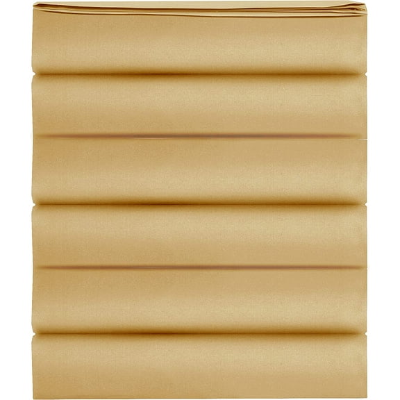 Mocassi 1500 Thread Count Pack of 6 Flat Sheet,Full, Gold