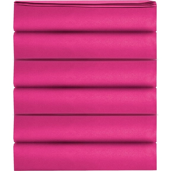 Mocassi 1500 Thread Count Pack of 6 Flat Sheet,Queen, Pink