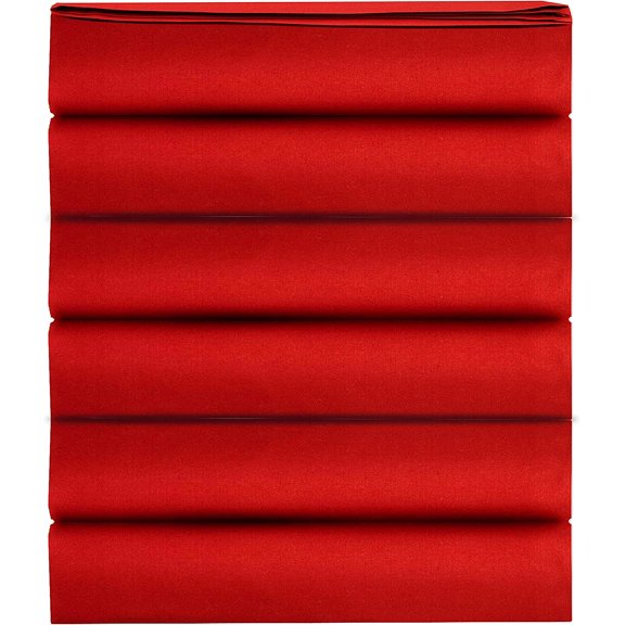 Mocassi 1500 Thread Count Pack of 6 Flat Sheet,Queen, Red