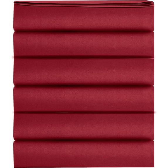 Mocassi 1500 Thread Count Pack of 6 Flat Sheet,Twin , Burgundy