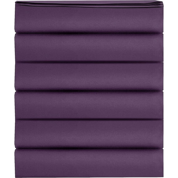 Mocassi 1500 Thread Count Pack of 6 Flat Sheet,Twin , Purple